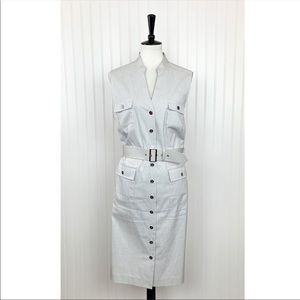 Alex Marie • White Stripe Belted Shirtdress • 16